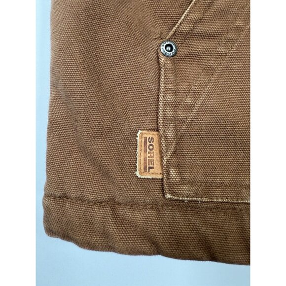 Sorel Mens Sherpa Lined Vest Heavy Duck Canvas Chore Workwear Zip Sz Large Brown - Picture 4 of 12